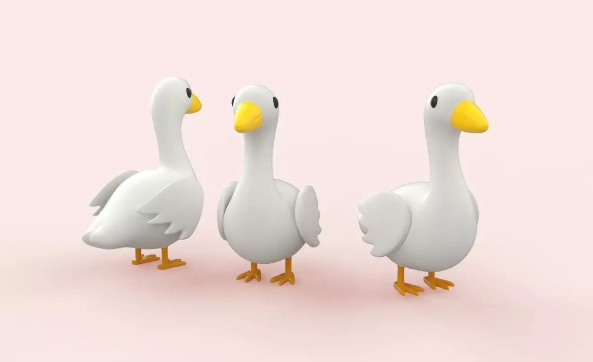 Cartoon Duck Animal Style Cute Low-poly 3D model