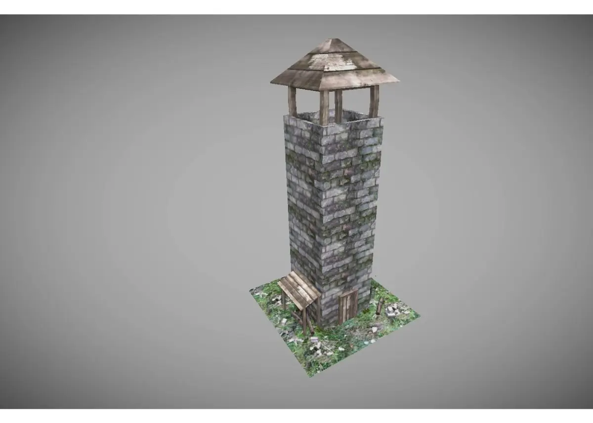 low poly middle ages tower Free low-poly 3D model