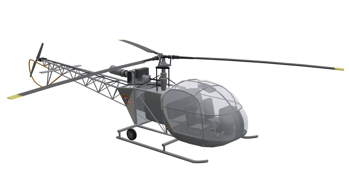 SNCASE SE3130 Alouette II Low-poly 3D model