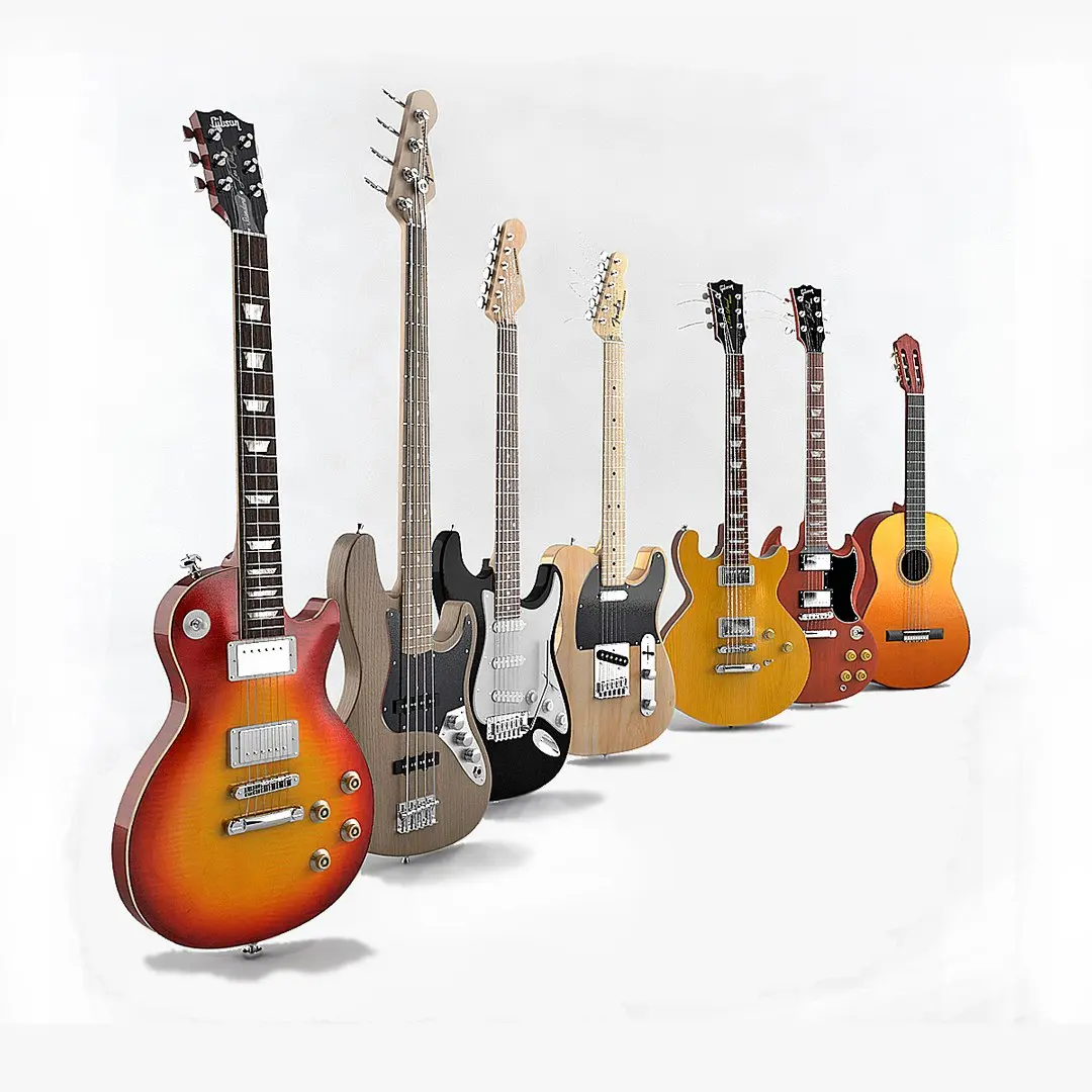 Collection of guitars 3D model