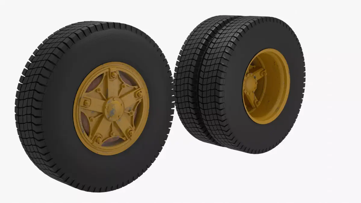 Old truck wheels 3D model