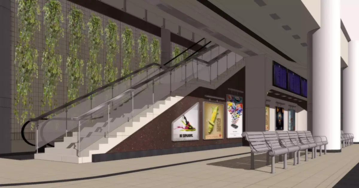  Interior Train Station Waiting Area 3D model