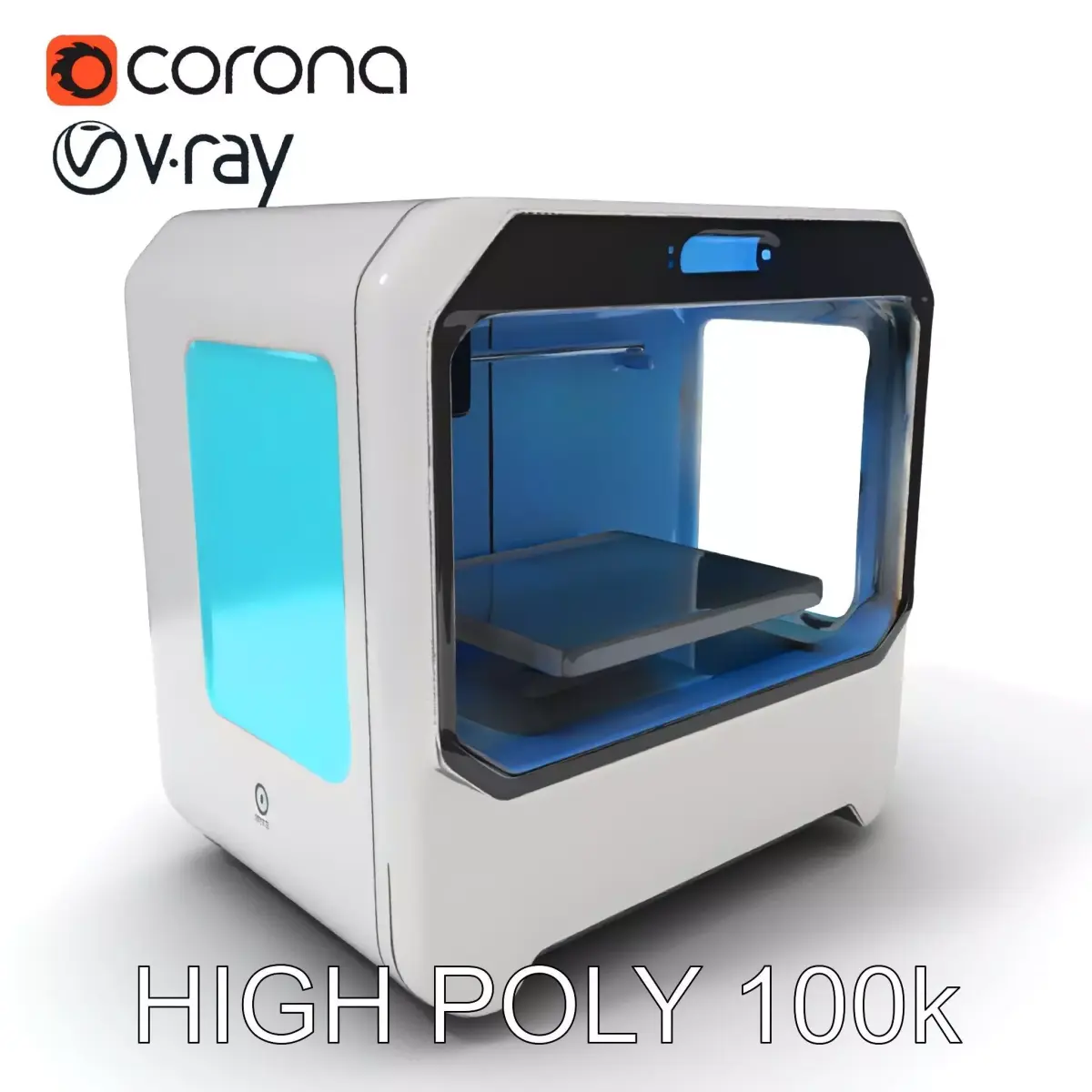 Futuristic D Printer Model Pack Low-poly 3D model