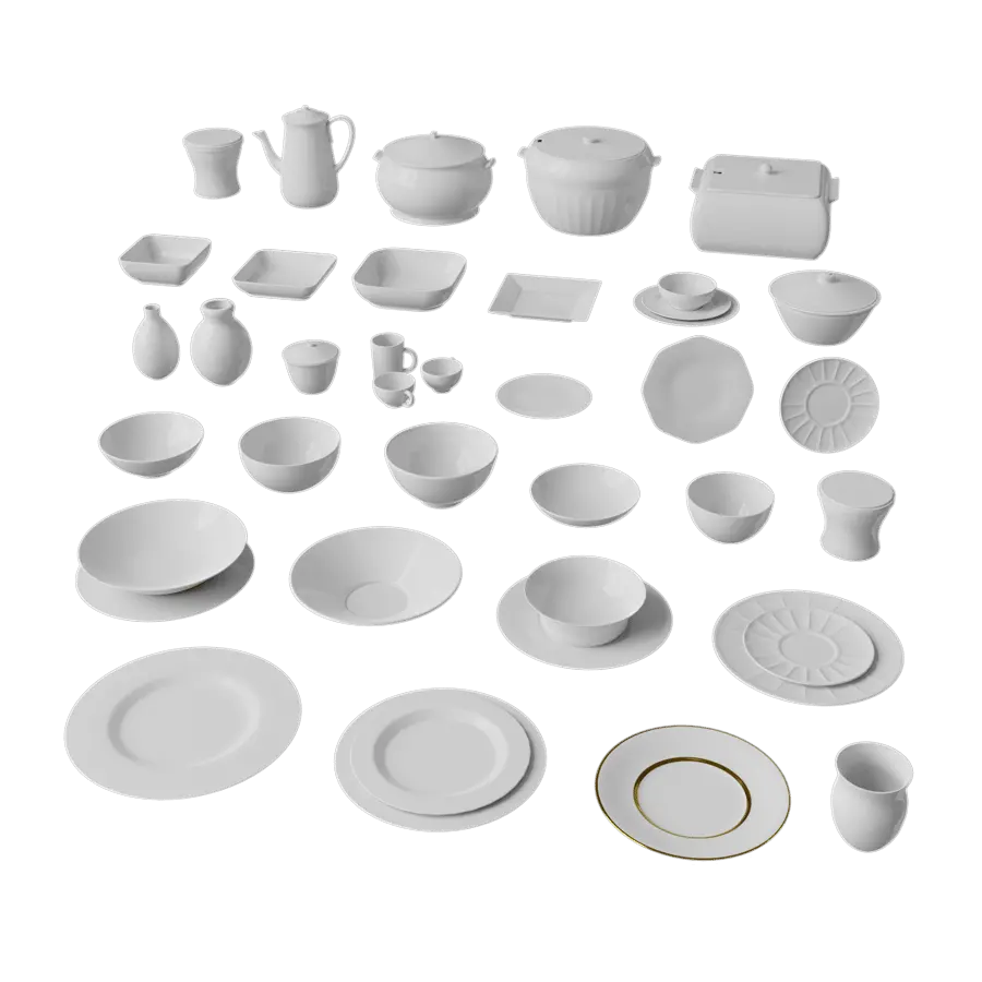  Ceramic Cookware &amp; Dinner Set Models, White 