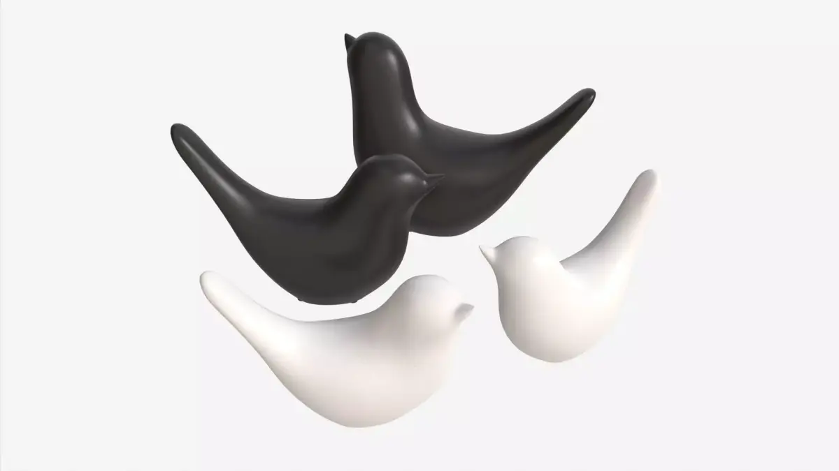 Decorative Ceramic Birds Set 3D model