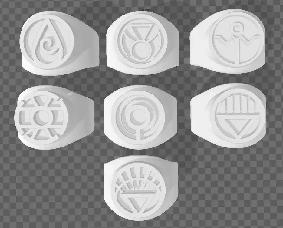Lantern Corps Rings Free 3D print model