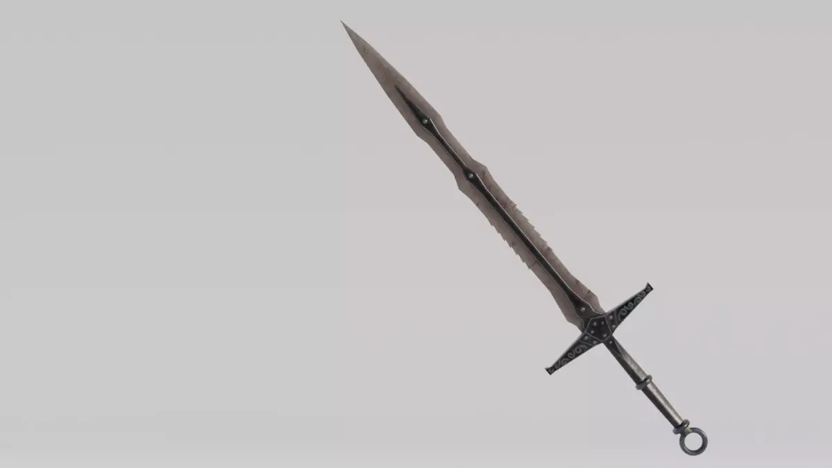 Dragon  Bone Two Handed Bon Sword Low-poly 3D model