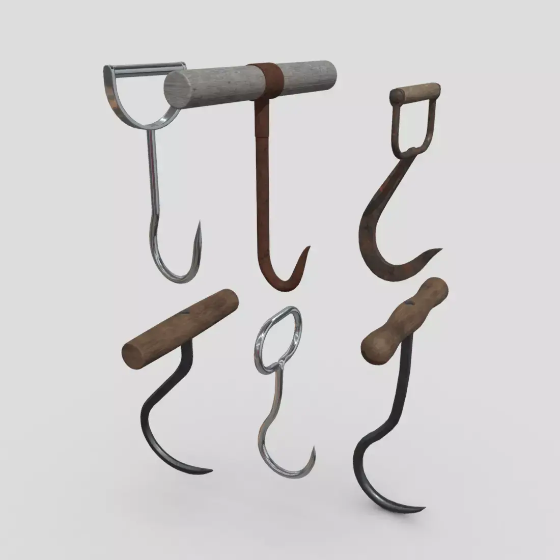 Meat Hook Pack Low-poly 3D model