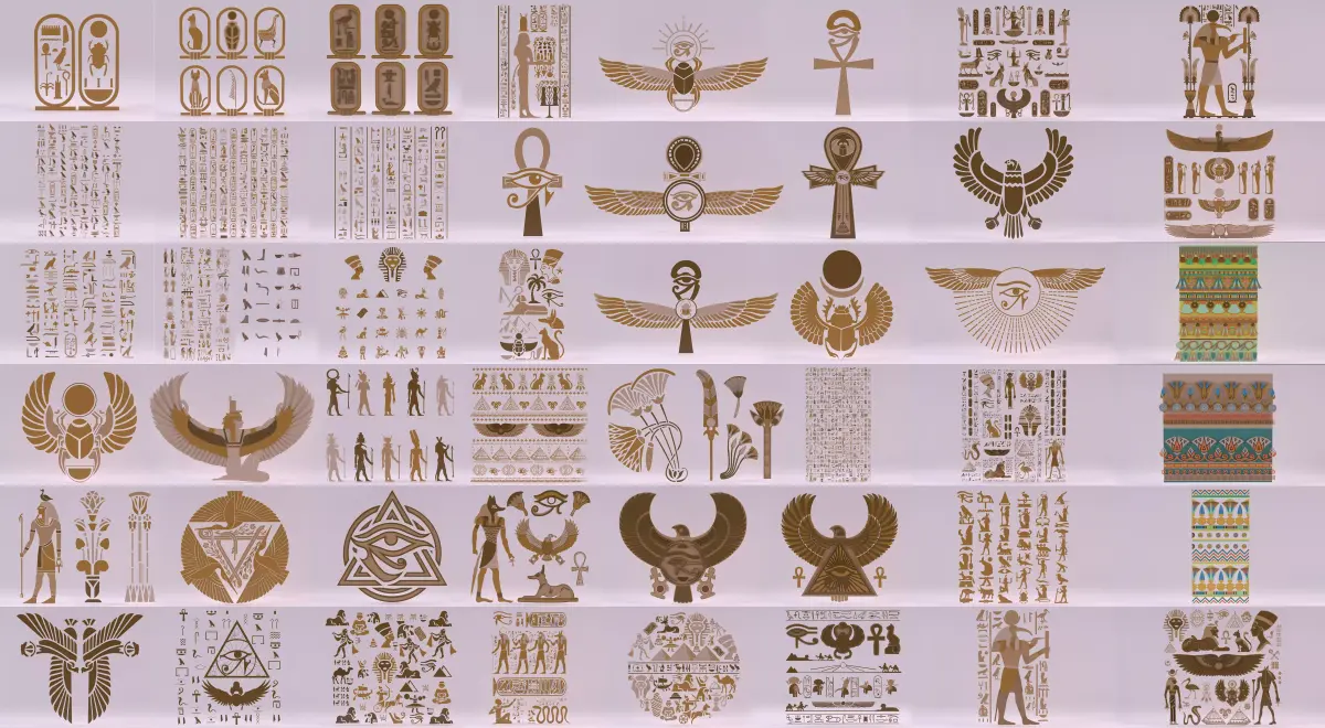 52 Models - Egyptian Symbols - Big Bundle 3D Model Collection