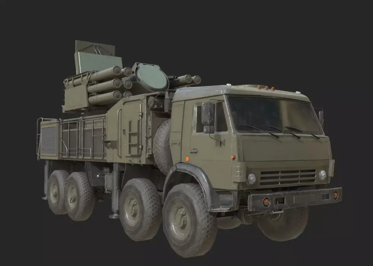Russian Army Pantsir S1 shell close air defence system Low-poly 3D model
