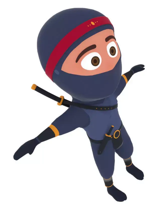 Ninja Cartoon Warrior Character Low-poly 3D model