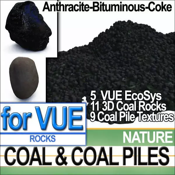 Coal Rocks and Piles VUE EcoSystem 3D model
