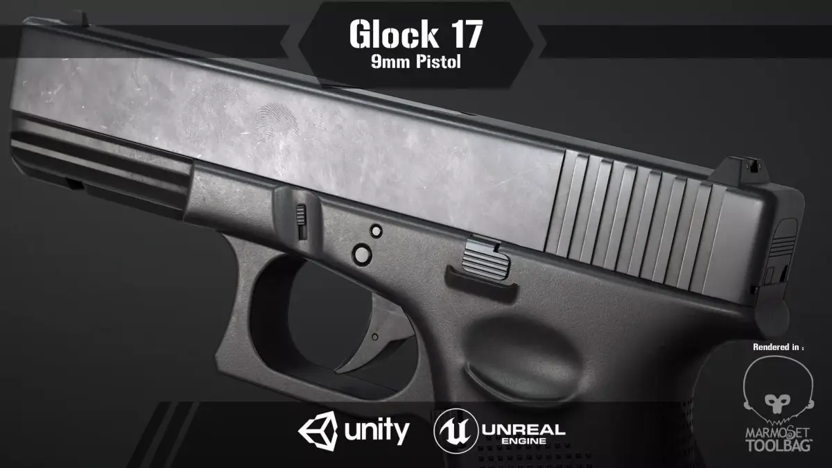 Glock 17 Pistol Low-poly 3D model purchase