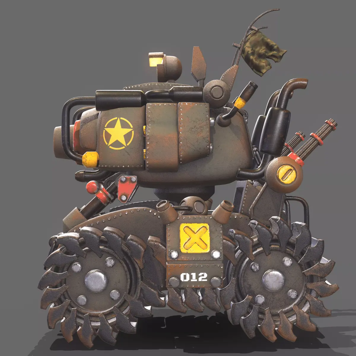 Tank 3d modeling  texturing Low-poly 3D model