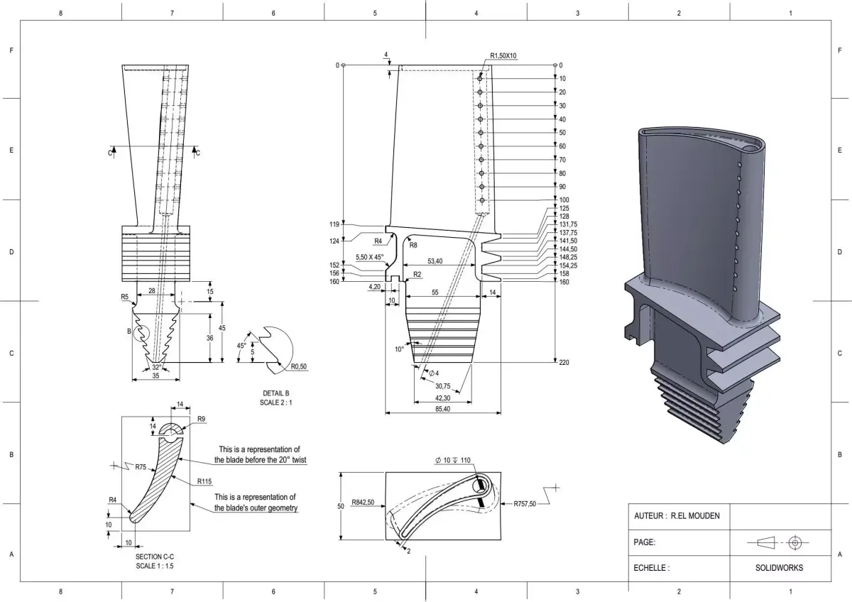 Turbine blade  3D print model