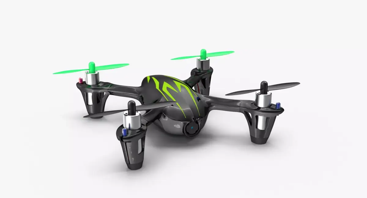 Hubsan X4 H107C BlackGreen Low-poly 3D model