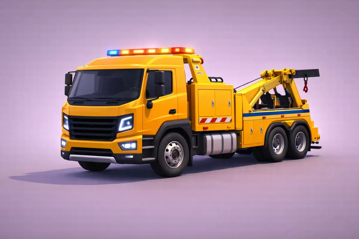 Low Poly Tow Truck Service Vehicle Model PBR Texture Low-poly 3D model