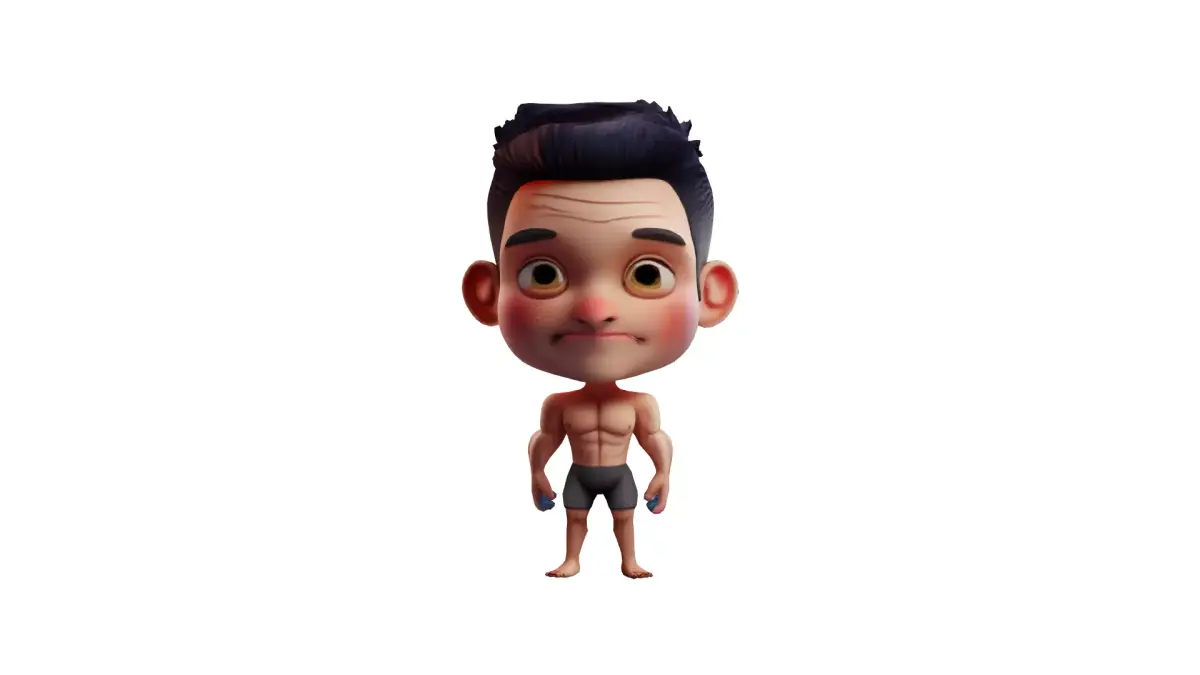 3d rendered cartoon character of a muscular man 3D model