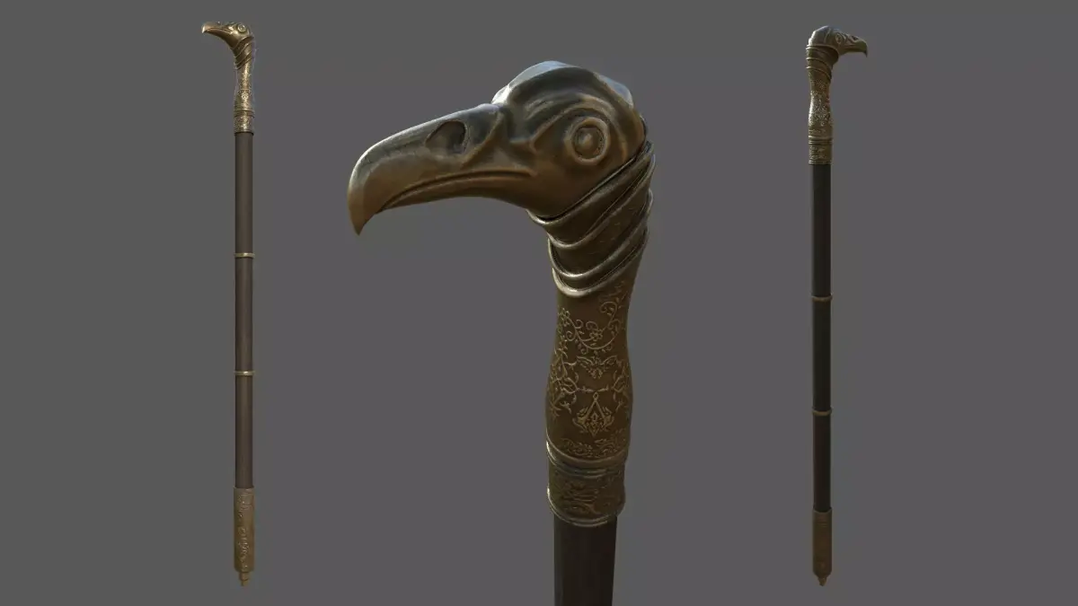  Assassins Creed Cane Sword Low-poly 3D model