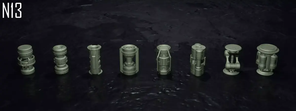 SCI FI - Cylinders Kit - 8 models Free low-poly 3D model