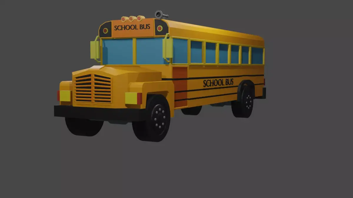 Old School bus  Low-poly 3D model