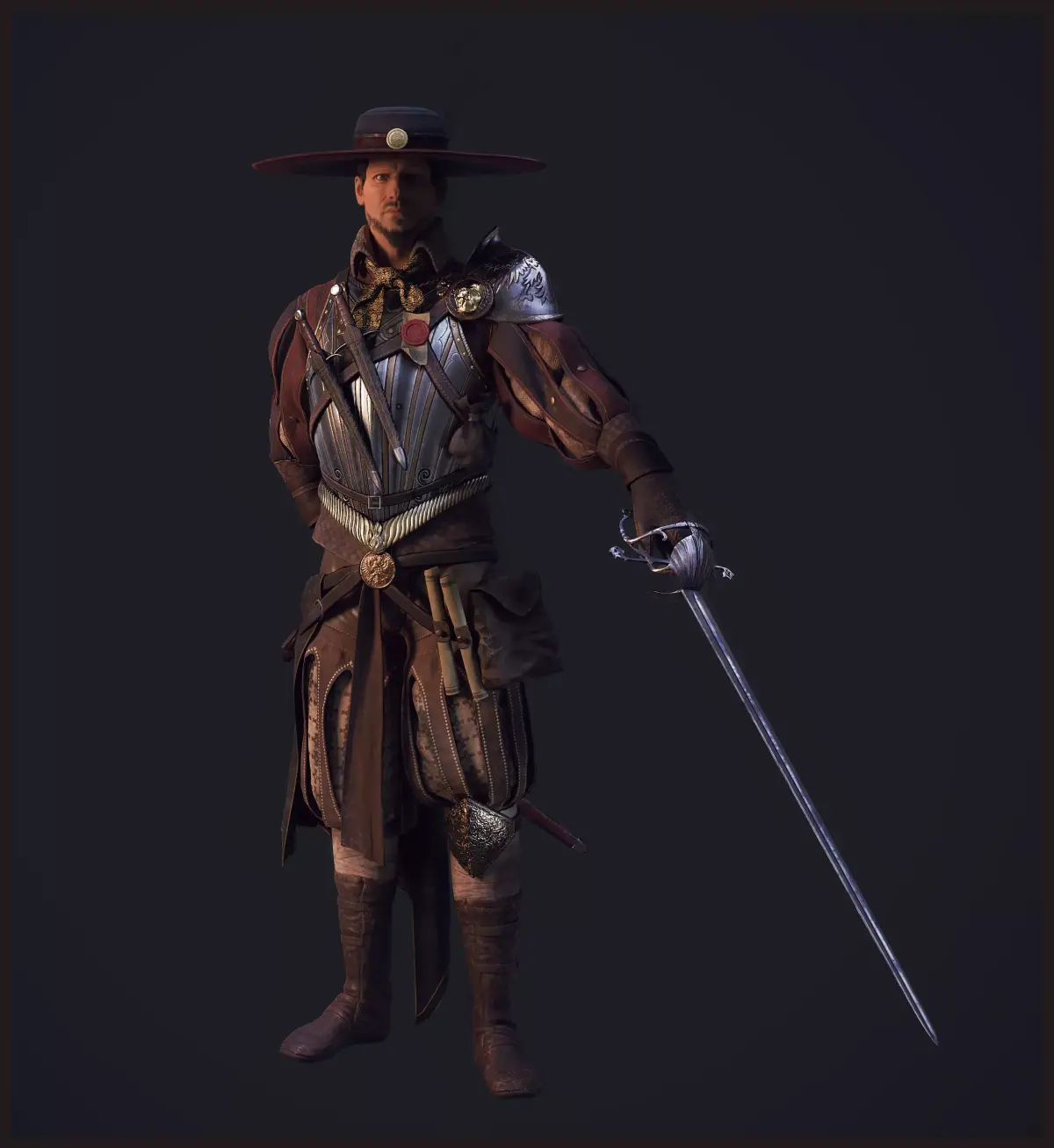 Unlawful Musketeer PBR Low-poly 3D model