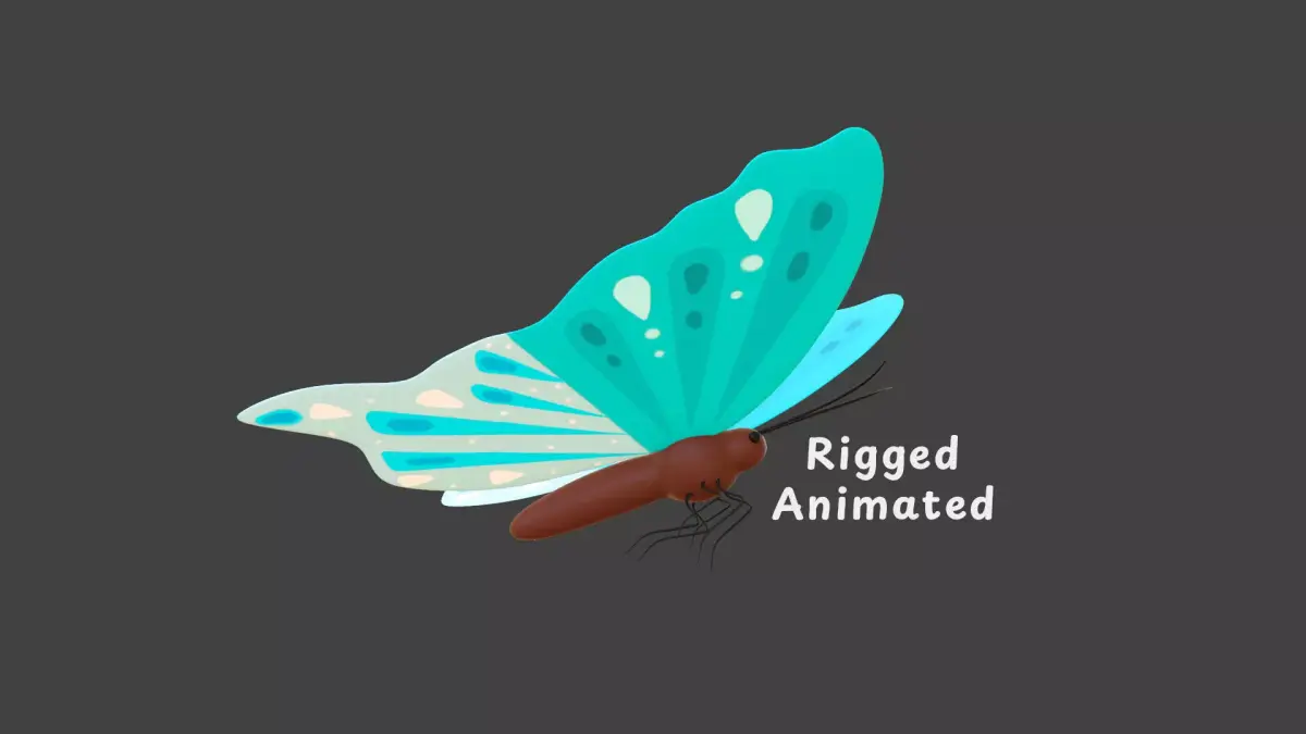 Butterfly Wing Flapping 6 Animated Low-poly 3D model