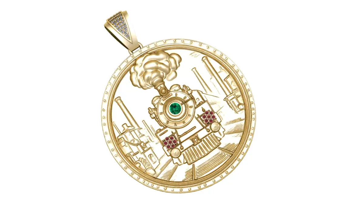 RAILWAY TRAIN COIN PENDANT 3D PRINTABLE MODEL 3D print model