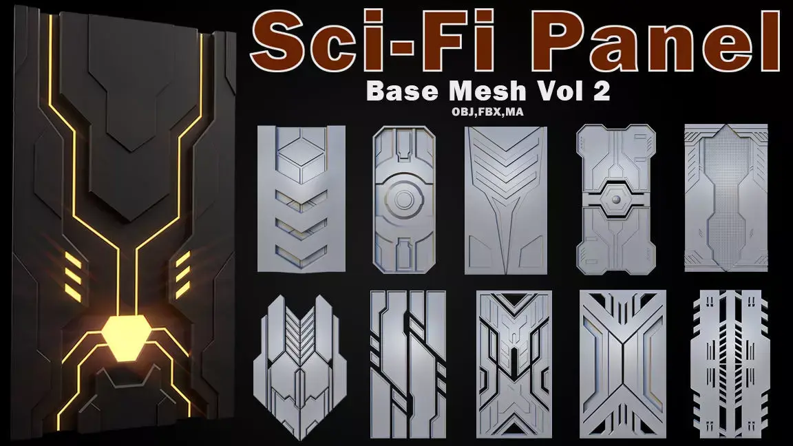 Sci-fi Panels Base Mesh Vol 2 Low-poly 3D model