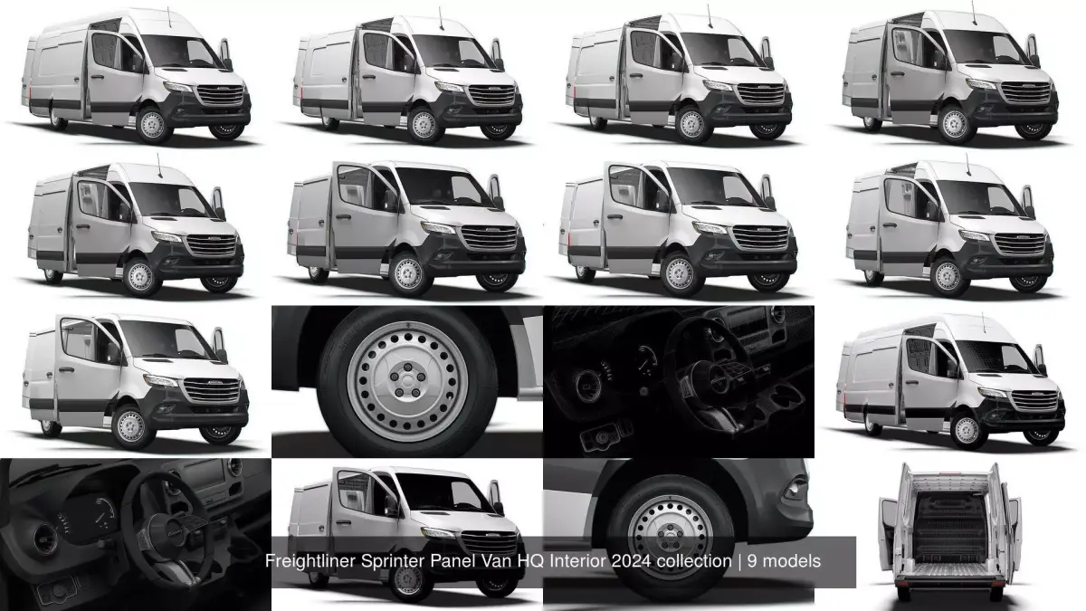 Freightliner Sprinter Panel Van HQ Interior 2024 collection 3D Model Pack