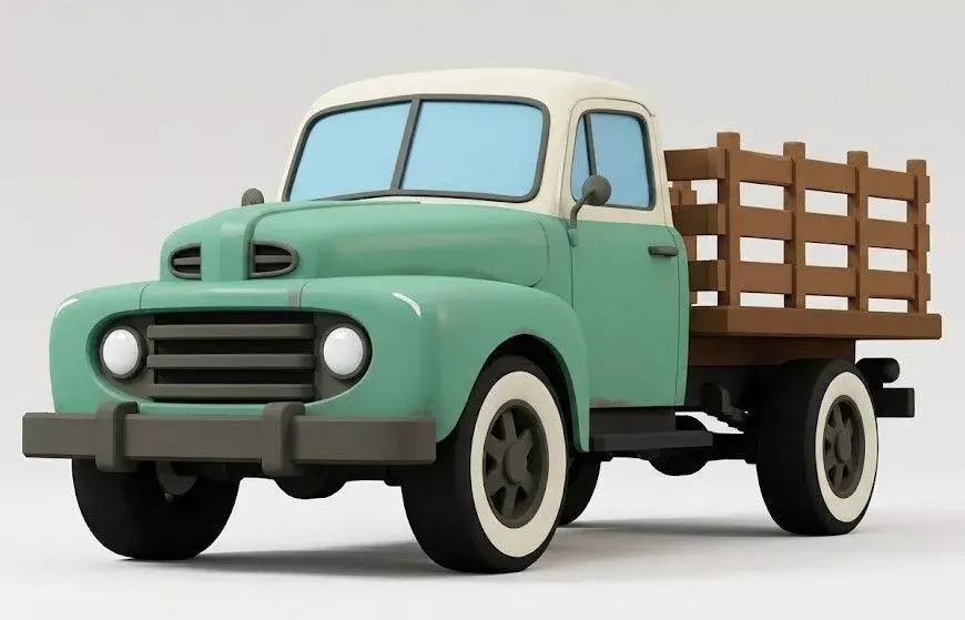 Stylized 1950s Rural Pickup Truck 3D Model Low-poly 3D model