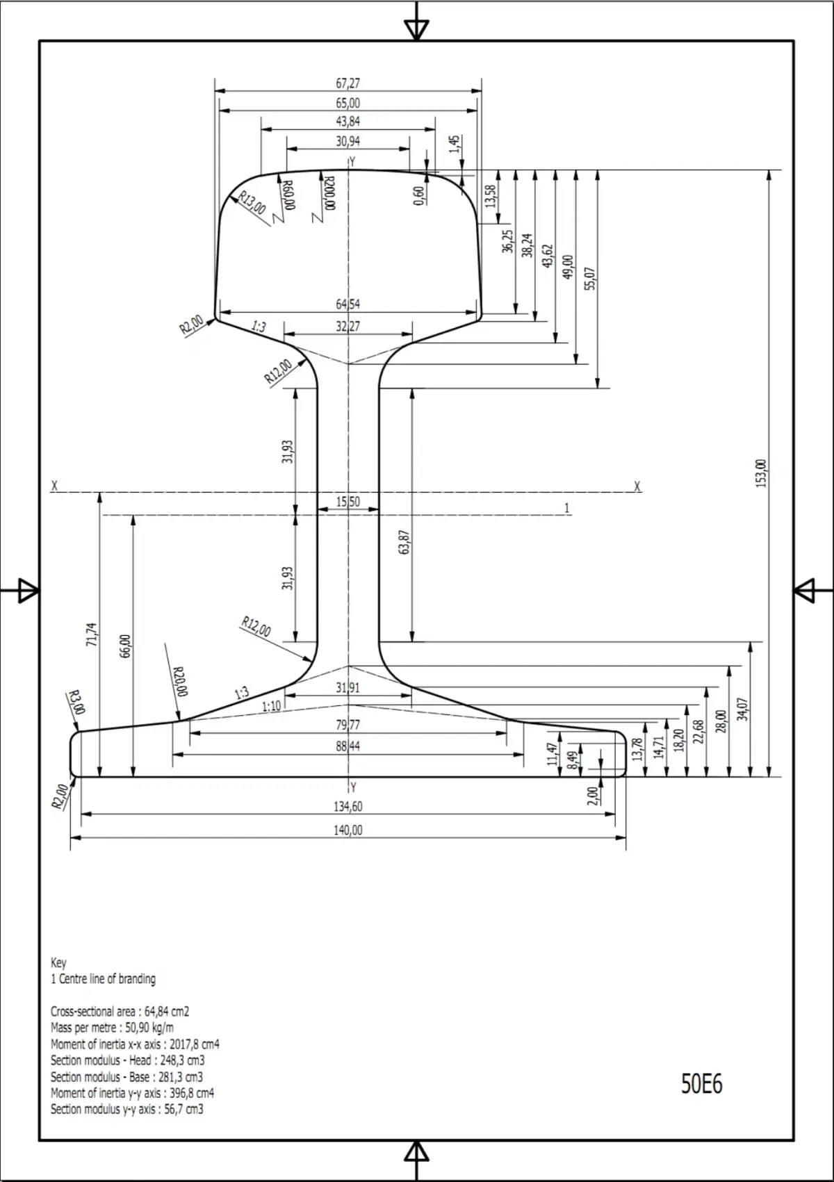 British Standard-EN13674 50E6 rail 3D model