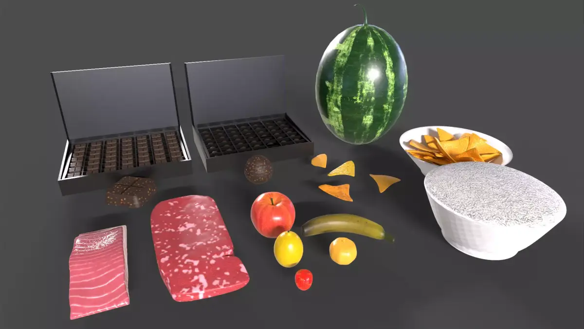 Vegetable Foods Meats and Others Collection Low-poly 3D model