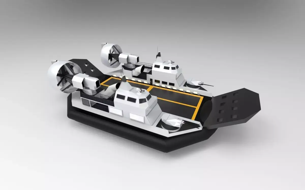 Hovercraft landing ship tank 3D model