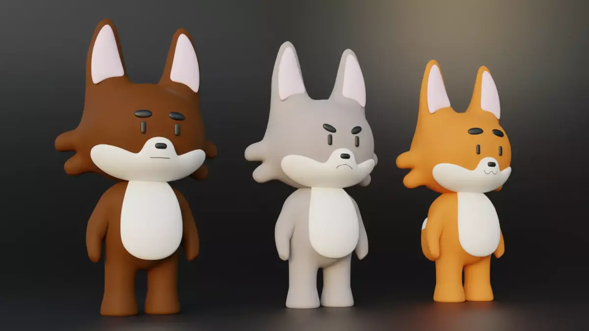 Foxs Cartoon Low-poly 3D model