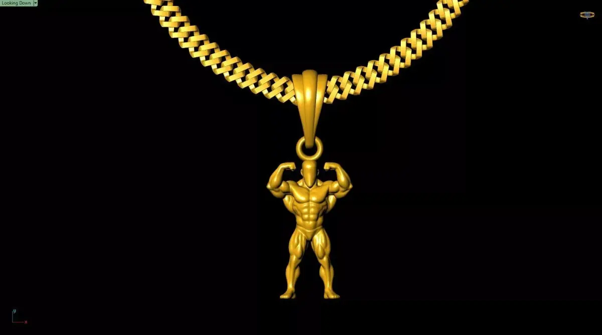 Bodybuilder Flexing Muscle Jewelry Pendant Necklace 3D print model
