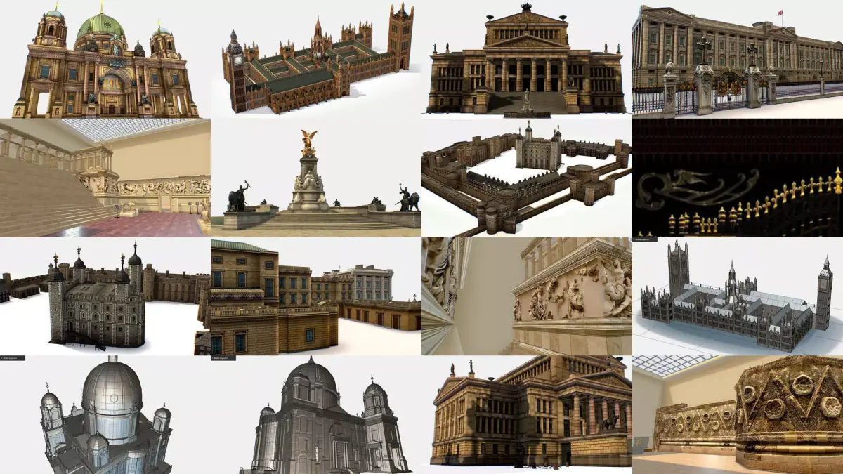 AR VR Historical Building Architectural Monument 3D Model Collection