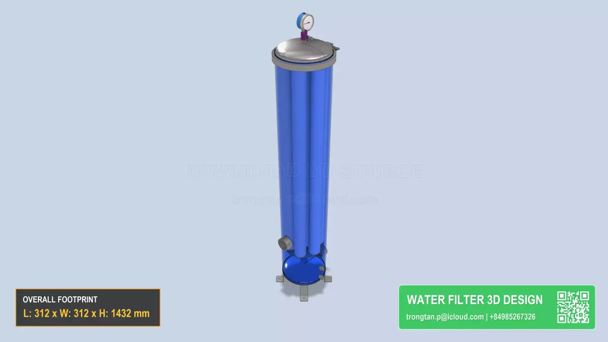 SS304 Multi Cartridge Filter Housing 7 40 Inch Pp Filters 3D model