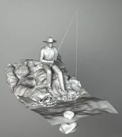 FISHERMAN man fishing on rock 3D model