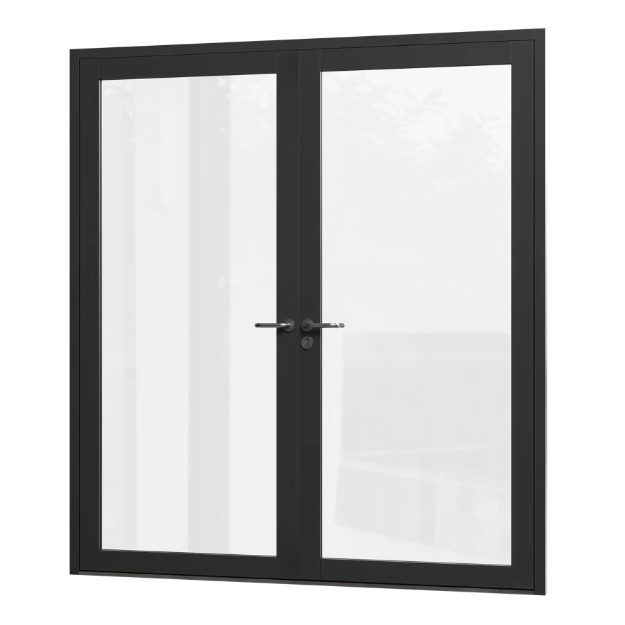 Glass Double Door Model, Black 