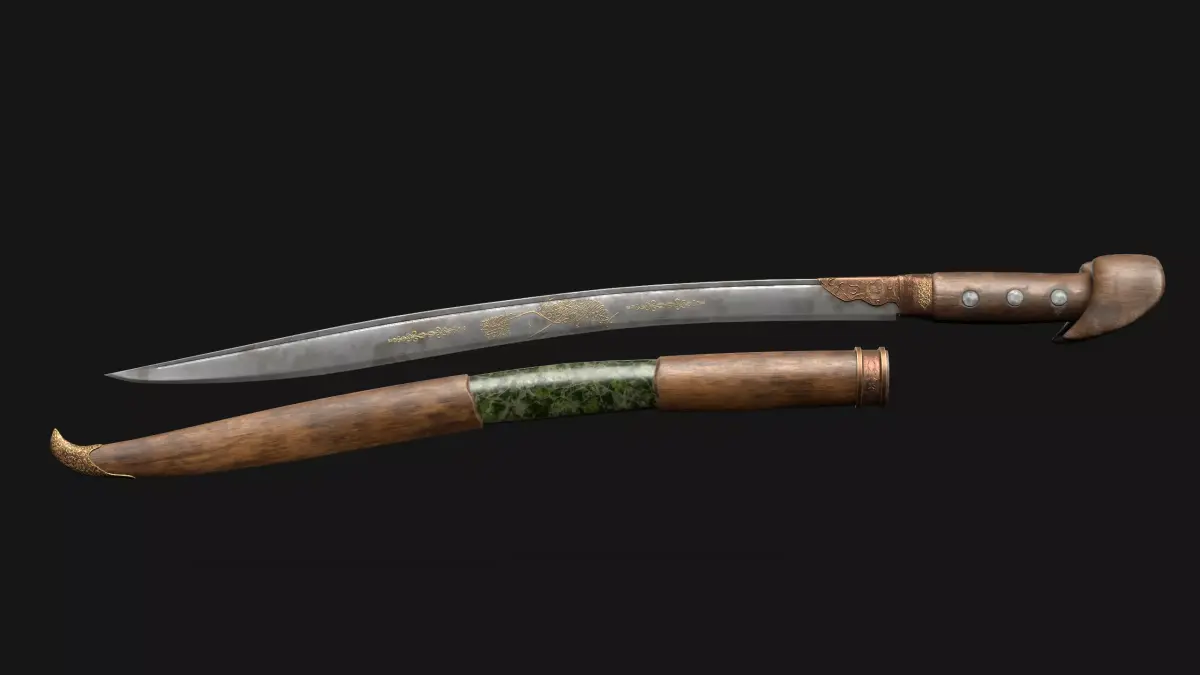 Yatagan Sword 17th Century Turkish Ottoman Scimitar Low-poly 3D model