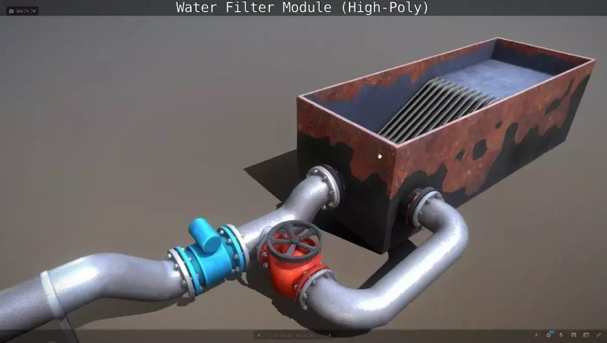 Water Filter Module High-Poly Version 3D model