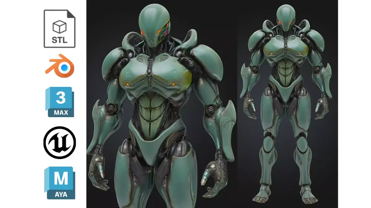 Futuristic Bio Mech Robot Low-poly 3D model
