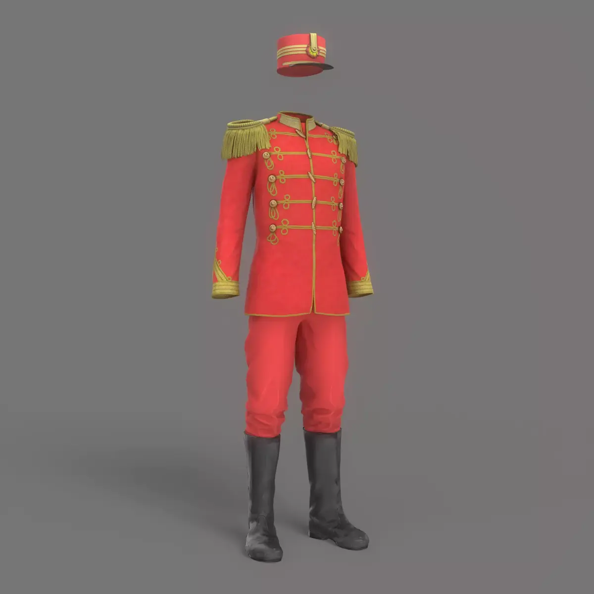 Vintage Military Uniform Red Game Ready Low-poly 3D model