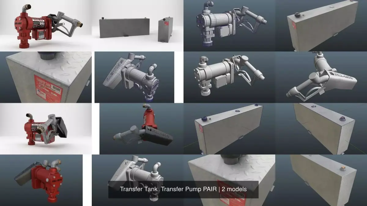 Transfer Tank  Transfer Pump PAIR 3D Model Pack