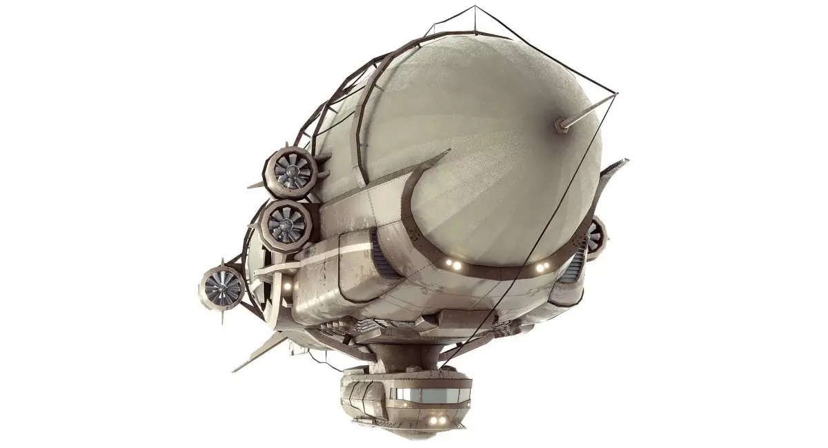 Steampunk Multi-Functional Airship Low-poly 3D model
