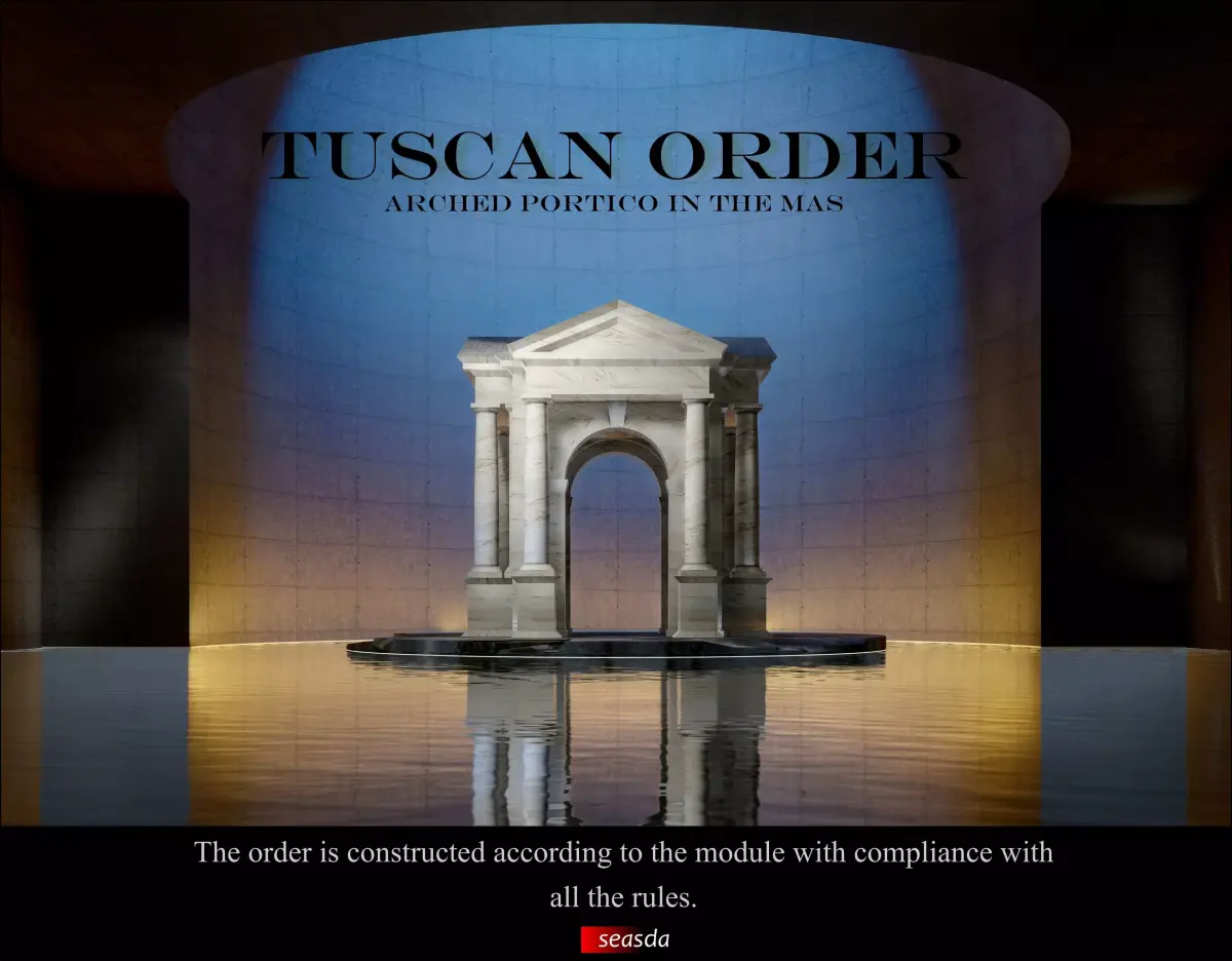 Arched portico in the mas  Tuscan order   Column gazebo Low-poly 3D model