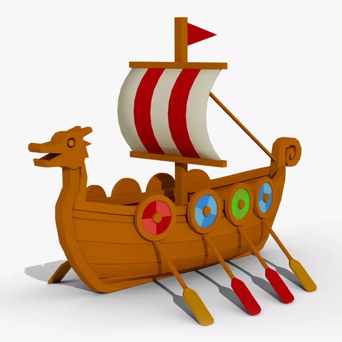 Low Poly Viking Longship Game Ready Stylized 3D Model Low-poly 3D model