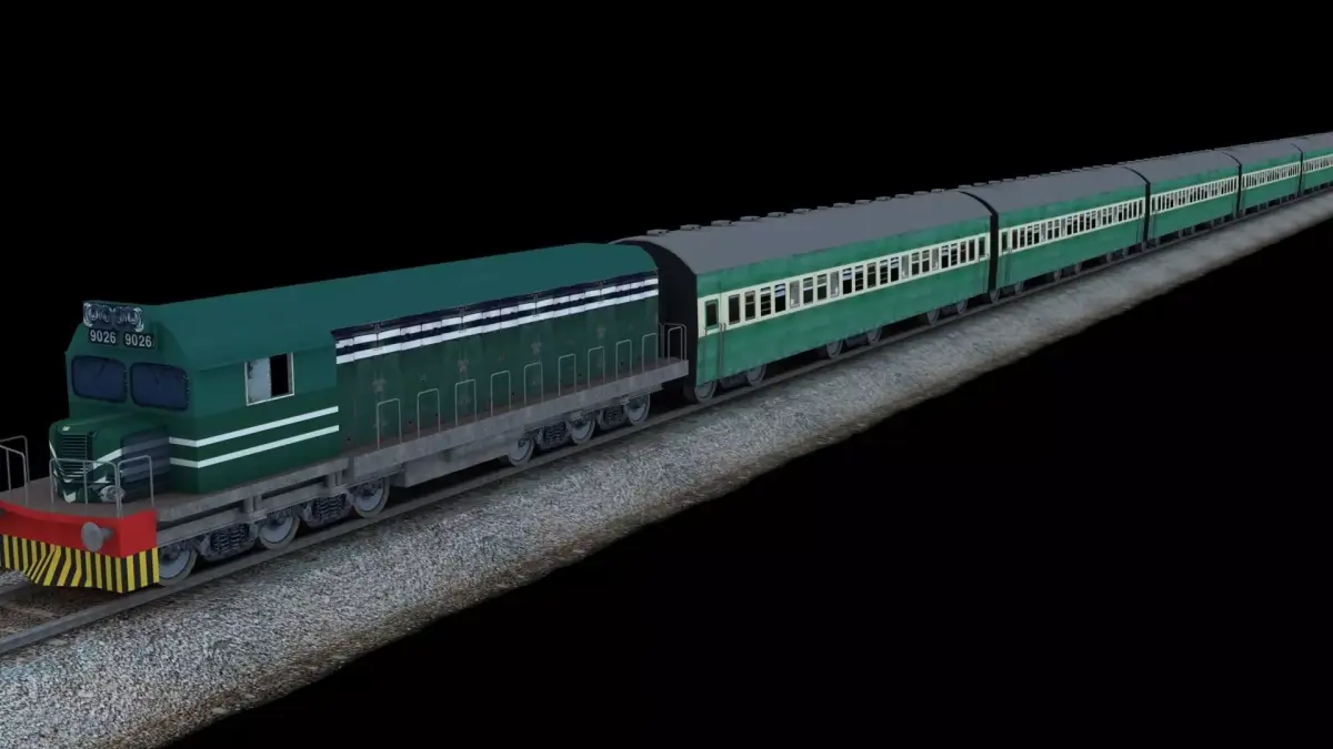 Pakistani Low Poly Train Model Low-poly 3D model