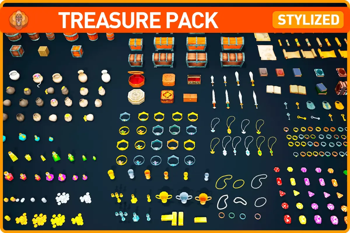 Fantasy Treasure Pack Low-poly 3D model
